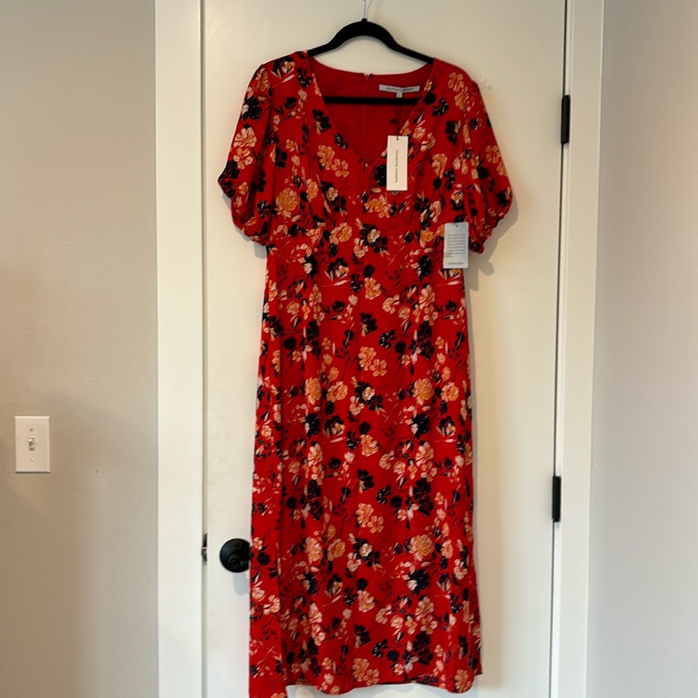 NWT Collective Concepts Red Floral Midi Dress Size Large